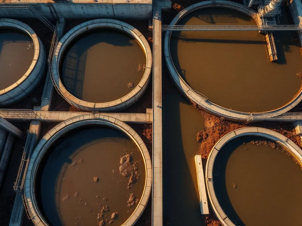 Bassins de boues et d'effluents d'une station d'épuration