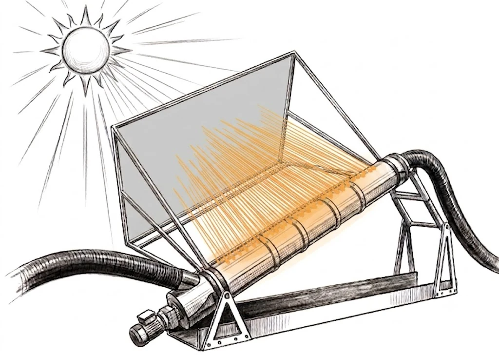 Module SolarDry : système optique concentrant le rayonnement solaire sur un réacteur